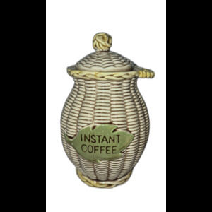 Vintage Tilso Basket Weave Instant Coffee Ceramic Jar Made In Japan